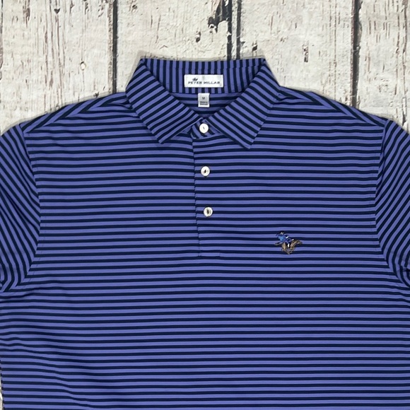 Peter Millar Purple Striped Mens Golf Polo Tennis Preppy Country Club Shirt - Picture 2 of 5